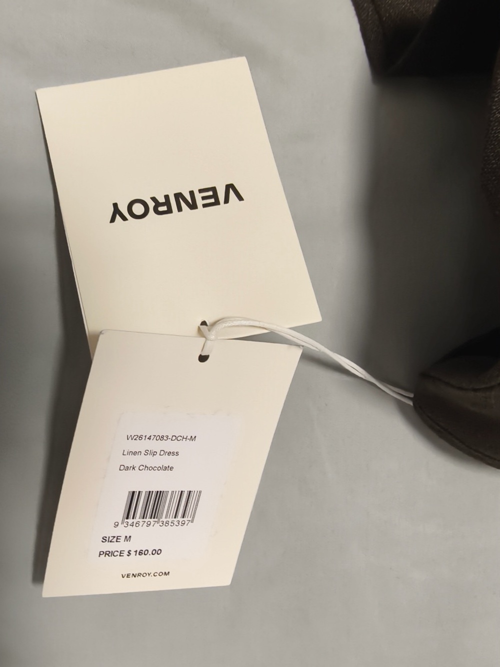 NWT* Venroy Linen Slip Dress - Dark Chocolate - Picture 8 of 10